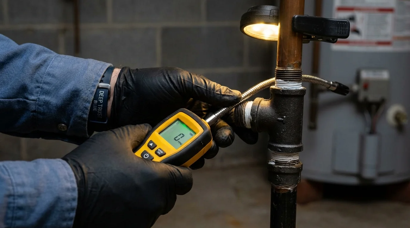 Gas leak detection with electronic sniffer by Johns Plumbing LLC in Healdsburg